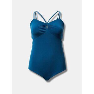 TORRID Studio Knit Sweetheart Strappy Cut Out Bodysuit blue